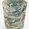 HAND MARBLED COLLAPSABLE BASKET - BLUES AND NATURALS