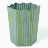 HAND MARBLED COLLAPSABLE BASKET - GREEN AND BLUE STRIPE