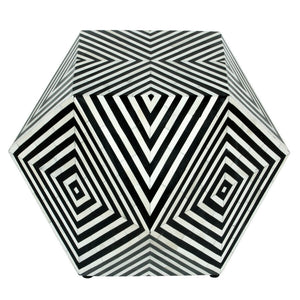 TESSELATED BLACK AND BONE INLAY GEOMETRIC SIDE TABLE