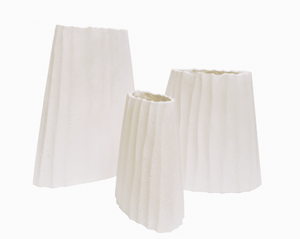 THREE STONE FLUTED MODERN VASES