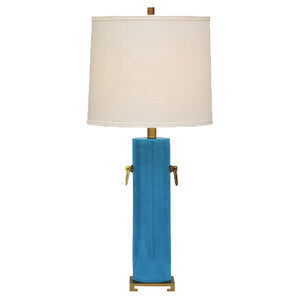 TURQUOISE CHINESE LAMP WITH BRASS FITTINGS