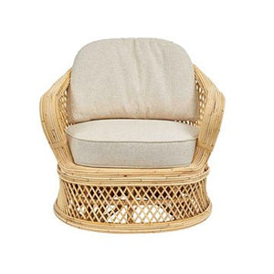 NATURAL RATTAN SWIVEL CHAIR WITH REEDED DETAIL