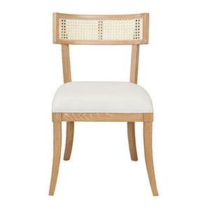 CERUSED OAK DINING CHAIR WITH NATURAL WOVEN CANE DETAIL