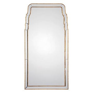 LARGE GOLD PIER MIRROR WITH BEVELED MIRRORED FRAME