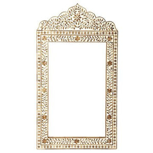 WOOD AND BONE INLAY MIRROR