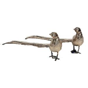 PAIR OF VINTAGE ENGLISH SILVER PHEASANTS