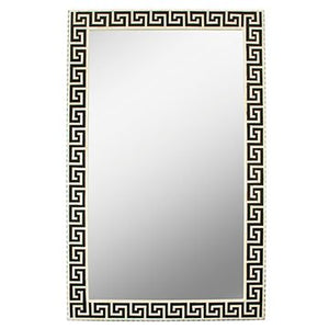 GREEK KEY BONE MIRROR IN IVORY & EBONY