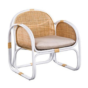 MID-20TH CENTURY INSPIRED WOVEN CHAIR WITH CURVED BACK AND ARMS