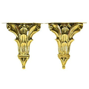 PAIR OF GILT BRASS BAROQUE WALL BRACKETS