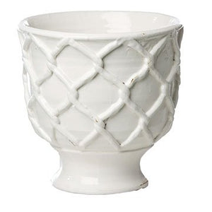 CERAMIC PLANTER WITH CRISS CROSS DETAIL