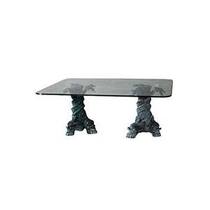 BRONZE MOUNTED GLASS TOP DINING TABLE