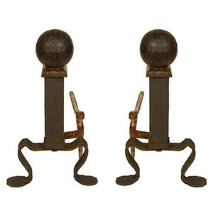 PAIR OF LARGE CAST IRON VINTAGE ANDIRONS