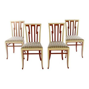 SET OF FOUR ARTS AND CRAFTS STYLE PAINTED CHAIRS