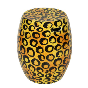 VINTAGE LEOPARD CERAMIC GARDEN SEAT