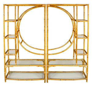 VINTAGE RATTAN TWO PART ETAGERE C.1960