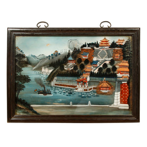 VINTAGE REVERSE GLASS ASIAN SCENE