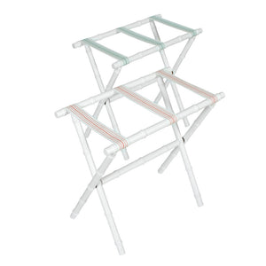 WHITE BAMBOO LUGGAGE RACK WITH RIBBON