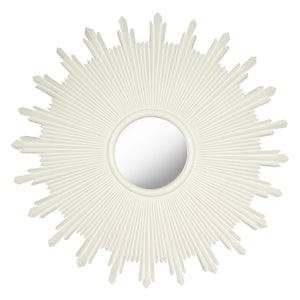 WHITE PAINTED WOOD STARBURST MIRROR