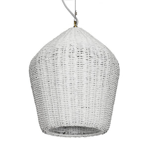 WHITE WICKER PENDANT LIGHT ON CHAIN