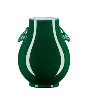 IMPERIAL GREEN VASE WITH DEER DETAIL