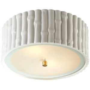 SMALL WHITE BAMBOO INSPIRED FLUSH MOUNT