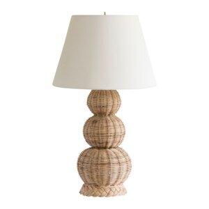 TRIPLE GOURD WICKER TABLE LAMP