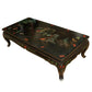 COLORFUL HANDPAINTED ASIAN EBONIZED LACQUERED COFFEE TABLE