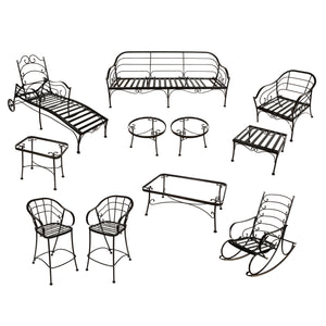 LARGE ELEVEN PIECE VINTAGE METAL OUTDOOR FURNITURE SET RESTORED