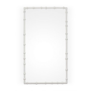 LARGE WHITE FAUX BAMBOO WALL MIRROR