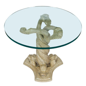 DOLPHIN FORM CARVED TABLE BASE WITH GLASS TOP