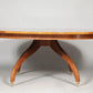 BRASS INLAID FRUITWOOD EXTENSION DINING TABLE