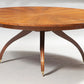 BRASS INLAID FRUITWOOD EXTENSION DINING TABLE