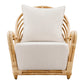 CURVED DEEP RATTAN LOUNGE CHAIR WITH CREAM UPHOLSTERY
