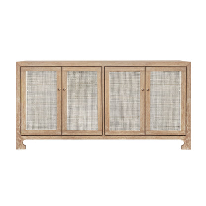 CERUSED OAK SIDEBOARD WITH CANVAS DOORS