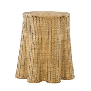 NATURAL WICKER SCALLOP END TABLES