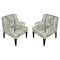 PAIR CLAREMONT BLUE GEOMETRIC LINEN CLUB CHAIRS