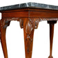 GEORGE III STYLE WALNUT CONSOLE WITH CARVED DETAILS AND MARBLE TOP