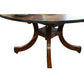 HOLLY HUNT MAHOGANY VINTAGE ROUND DINING TABLE WITH LEAVES