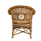 NATURAL WOVEN ARMCHAIR WITH FLOWER DETAIL & CUSHION