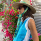 Hollyhock Sun Hat - White Long Grosgrain Ribbon