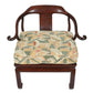 ALMOST PAIR OF ROSEWOOD HORSESHOE CHINESE CHAIRS WITH CLARENCE HOUSE FABRIC