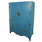 PEACOCK BLUE ASIAN STYLE ARMOIRE WITH BRASS FITTINGS