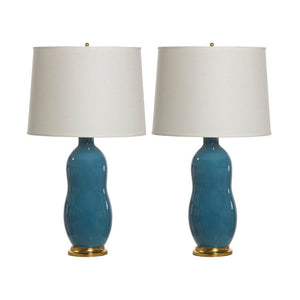 PAIR OF BLUE JELLYBEAN LAMPS