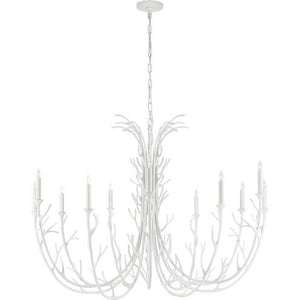 GRAND WHITE PLASTER 12 LIGHT TWIG CHANDELIER