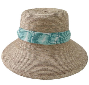 Clematis Bucket Hat - Meg Braff Designs "Beverly Hills" Fabric Ribbon - Turquoise