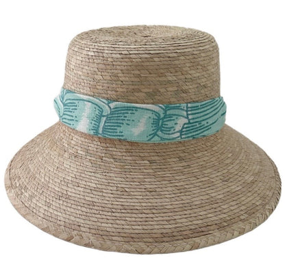 Clematis Bucket Hat - Meg Braff Designs "Beverly Hills" Fabric Ribbon - Turquoise