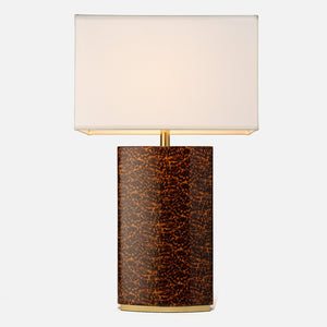 FAUX TORTOISE AND BRASS TABLE LAMP