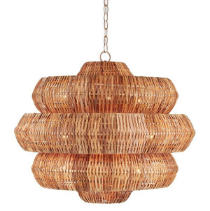 MEDIUM WOVEN RATTAN GEOMETRIC CHANDELIER