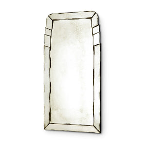 ANTIQUED GLASS PIER MIRROR WITH BLACK FRAME