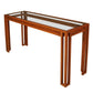 MODERN FAUX BOIS PAINTED METAL AND GLASS CONSOLE TABLE